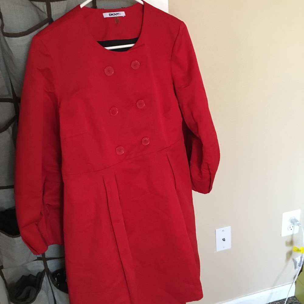 DKNYC red button jacket dress coat LIKE NEW